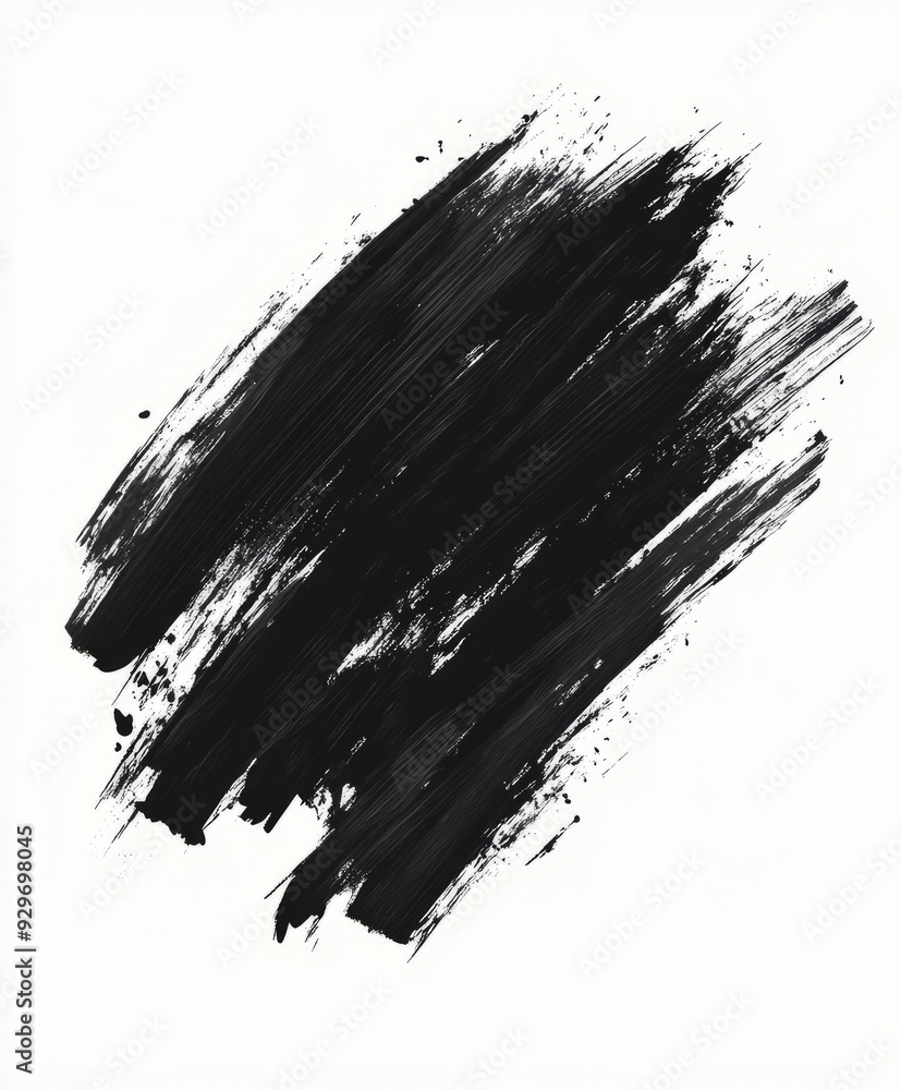 A black ink swatch, illustration on white background, brush stroke, minimalistic, simple A black ink swatch, illustration on white background, brush stroke, minimalistic, simple