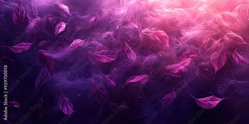 Purple Leaves Floating in Pink Smoke Purple Leaves Floating in Pink Smoke
