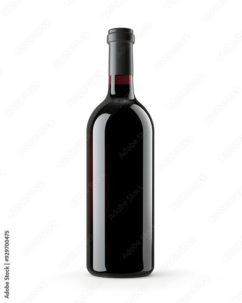 Burgundy red wine bottle mock up isolated on white background Burgundy red wine bottle mock up isolated on white background