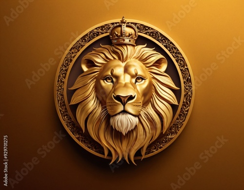 golden gradient lion king logo. Ai generated image.