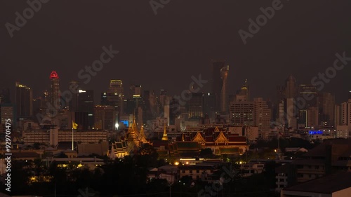 Wallpaper Mural Time lapse of Golden pagoda at Temple of the Emerald Buddha in Bangkok, Thailand. Wat Phra Kaew and Grand palace in old town, urban city. Buddhist temple, Thai architecture. A tourist attraction. Torontodigital.ca