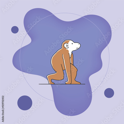 Monkey flat vector illustration. Human evolution, animal, zoo concept for banner, web design