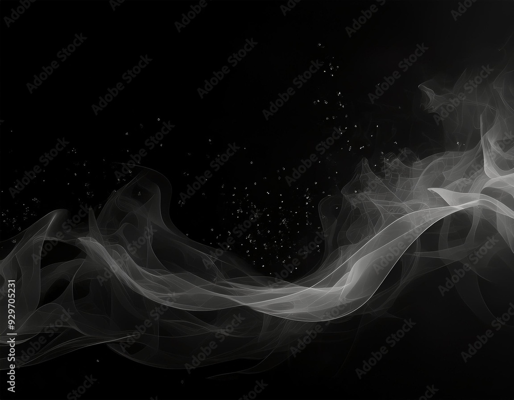 Obraz premium white smoke transparent effect abstract random radial with flat black background