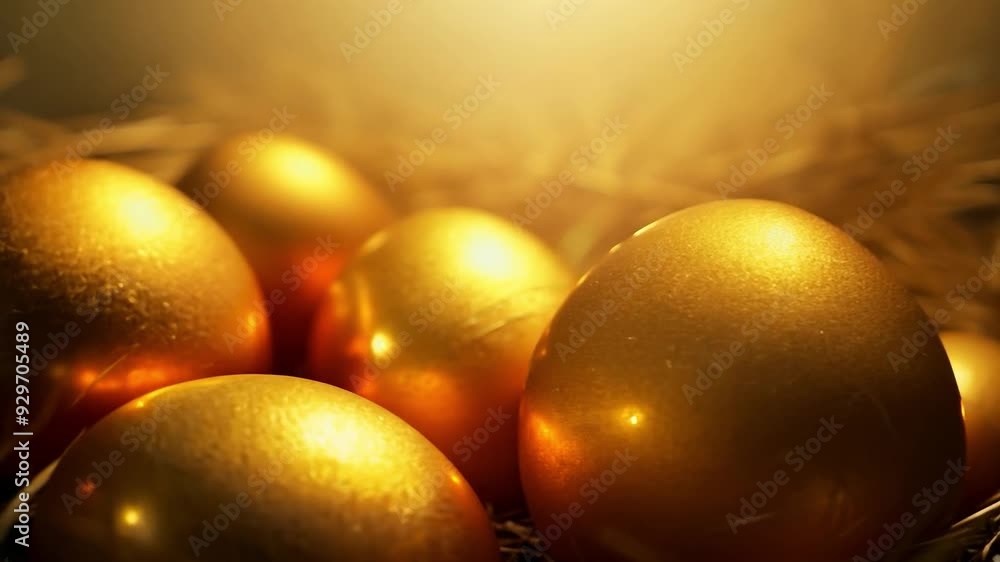 Gleaming golden egg nestled in warm light Gleaming golden egg nestled in warm light