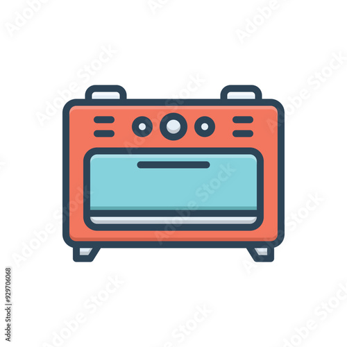 Color illustration icon for oven