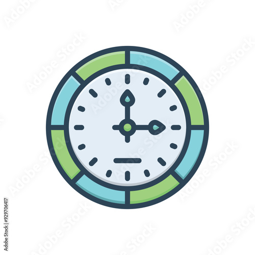 Color illustration icon for clock
