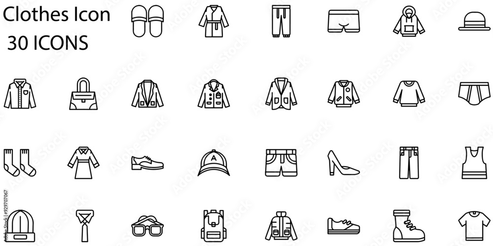 Set of Clothes icons. Line art style icons bundle. vector illustration Set of Clothes icons. Line art style icons bundle. vector illustration
