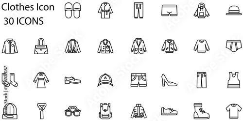 Set of Clothes icons. Line art style icons bundle. vector illustration