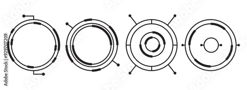 Circle digital, Sci fi modern user interface elements vector illustration set
