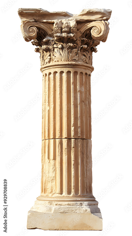 Fototapeta premium Ancient white Greek column isolated on white background