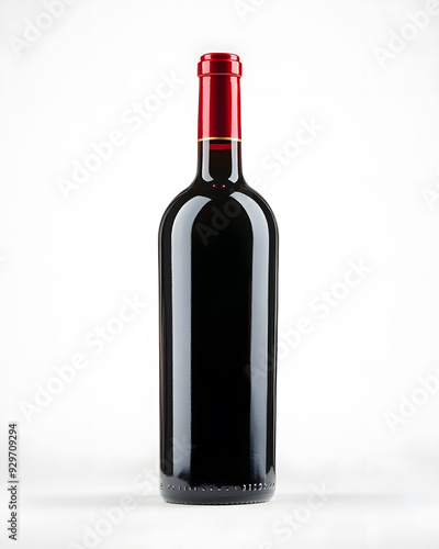 Red wine bottle mock up isolated on white background