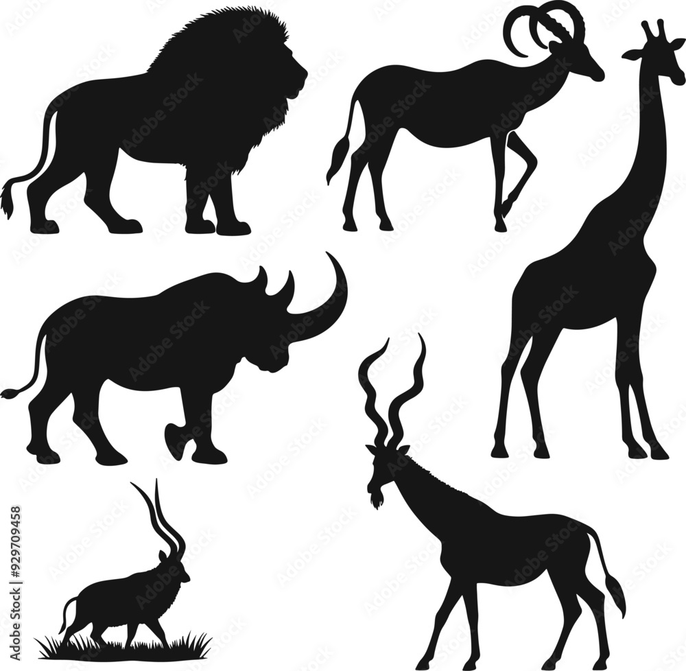 Fototapeta premium set of silhouettes of animals