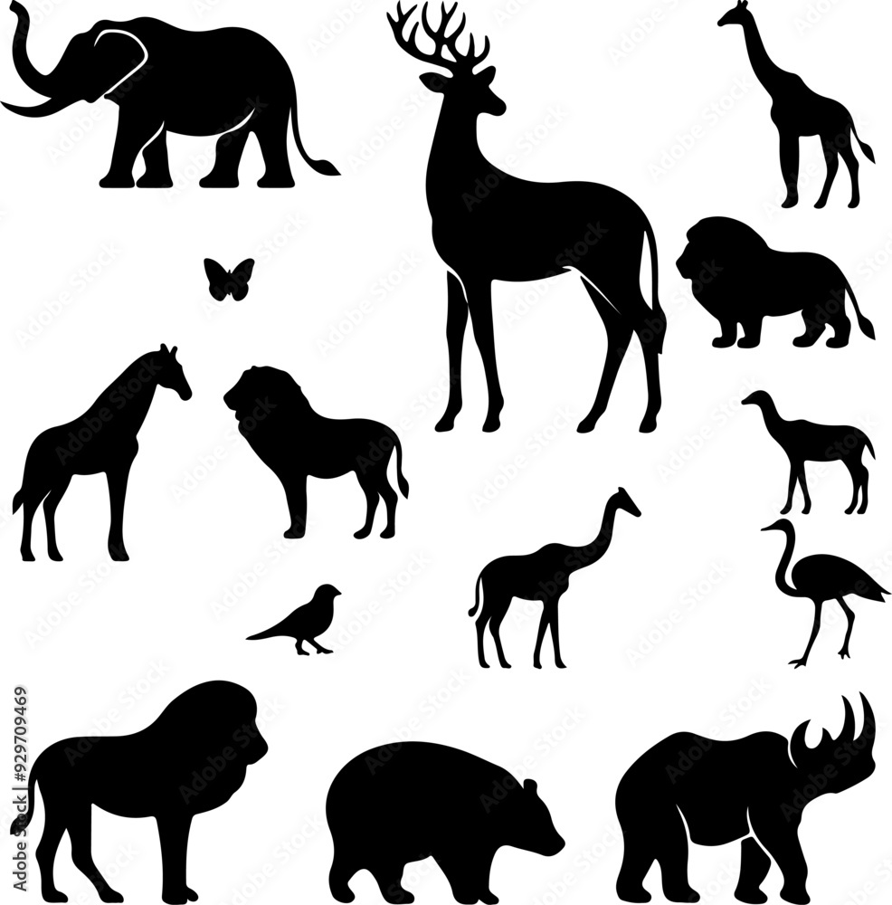 animals silhouettes set