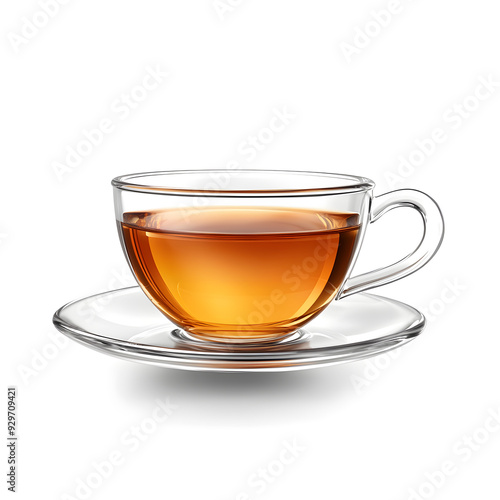 Glass tea cup isolated on white background