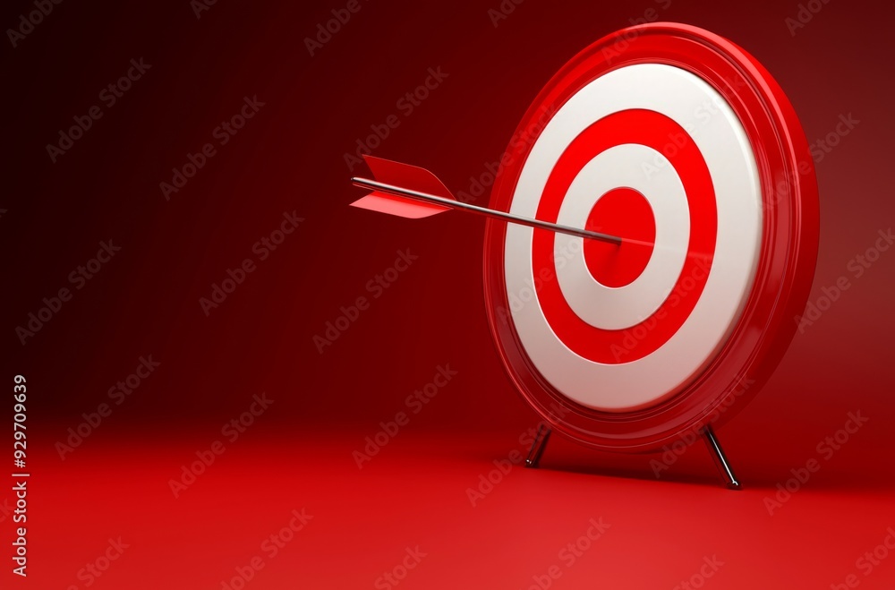The image shows a single arrow that has hit the center of a target. The image shows a single arrow that has hit the center of a target.