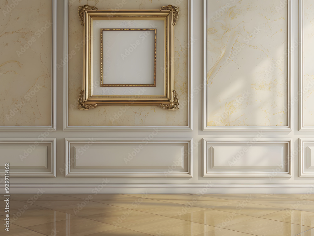 Blank frame on the wall of home or office interior. Neural network AI generated art Blank frame on the wall of home or office interior. Neural network AI generated art