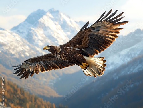 Wallpaper Mural Golden Eagle in Flight Over Mountain Landscape - Photo Torontodigital.ca