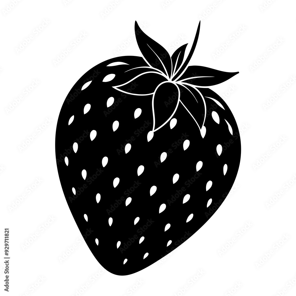 illustration of a strawberry silhouette illustration of a strawberry silhouette