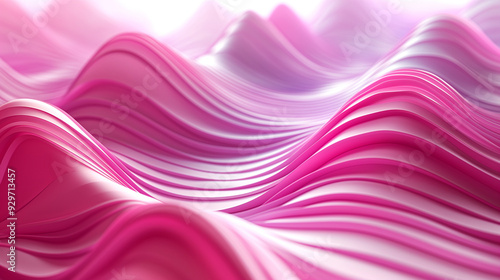 Abstract Digital Wave Art in Pink and Purple Tones, Enhanced Depth and Texture with High-Key Filmmaking photo