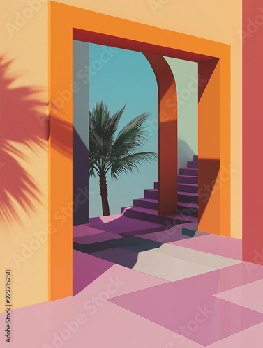 2D frame with angular, modern designs at the edges