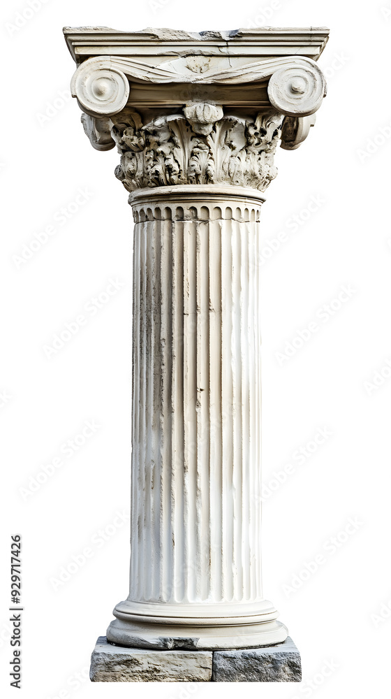 Fototapeta premium Ancient white Greek column isolated on white background