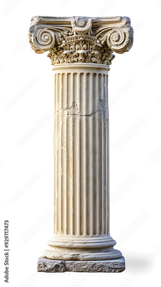 Ancient white Greek column isolated on white background Ancient white Greek column isolated on white background