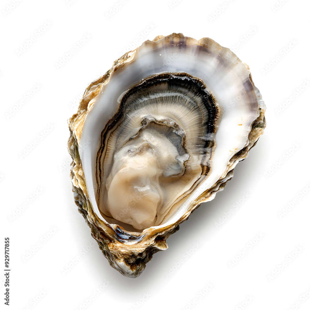 Fresh opened oyster isolated on white background. Sea shell Fresh opened oyster isolated on white background. Sea shell