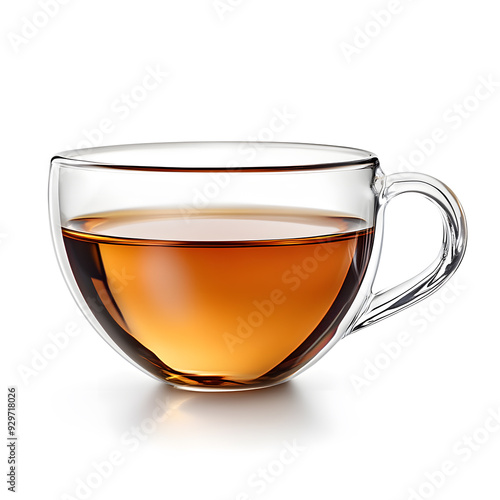 Glass tea cup isolated on white background