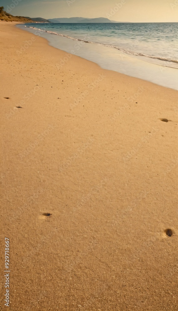 summer background of beach sand in the foreground and sea in the background. Ai generated image. summer background of beach sand in the foreground and sea in the background. Ai generated image.