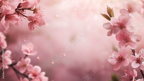 Wallpaper Mural Pink spring blossoming branch on wide background  Torontodigital.ca