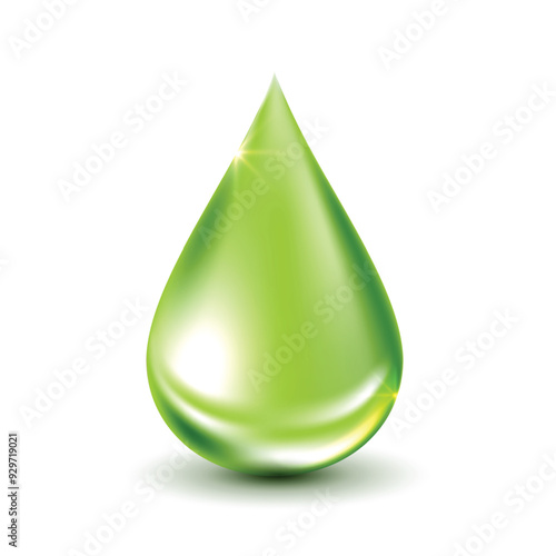 Serum texture, water drop on white background. vitamins collagen serum for beauty skin care cosmetics. medical scientific concepts. green droplet vector design.