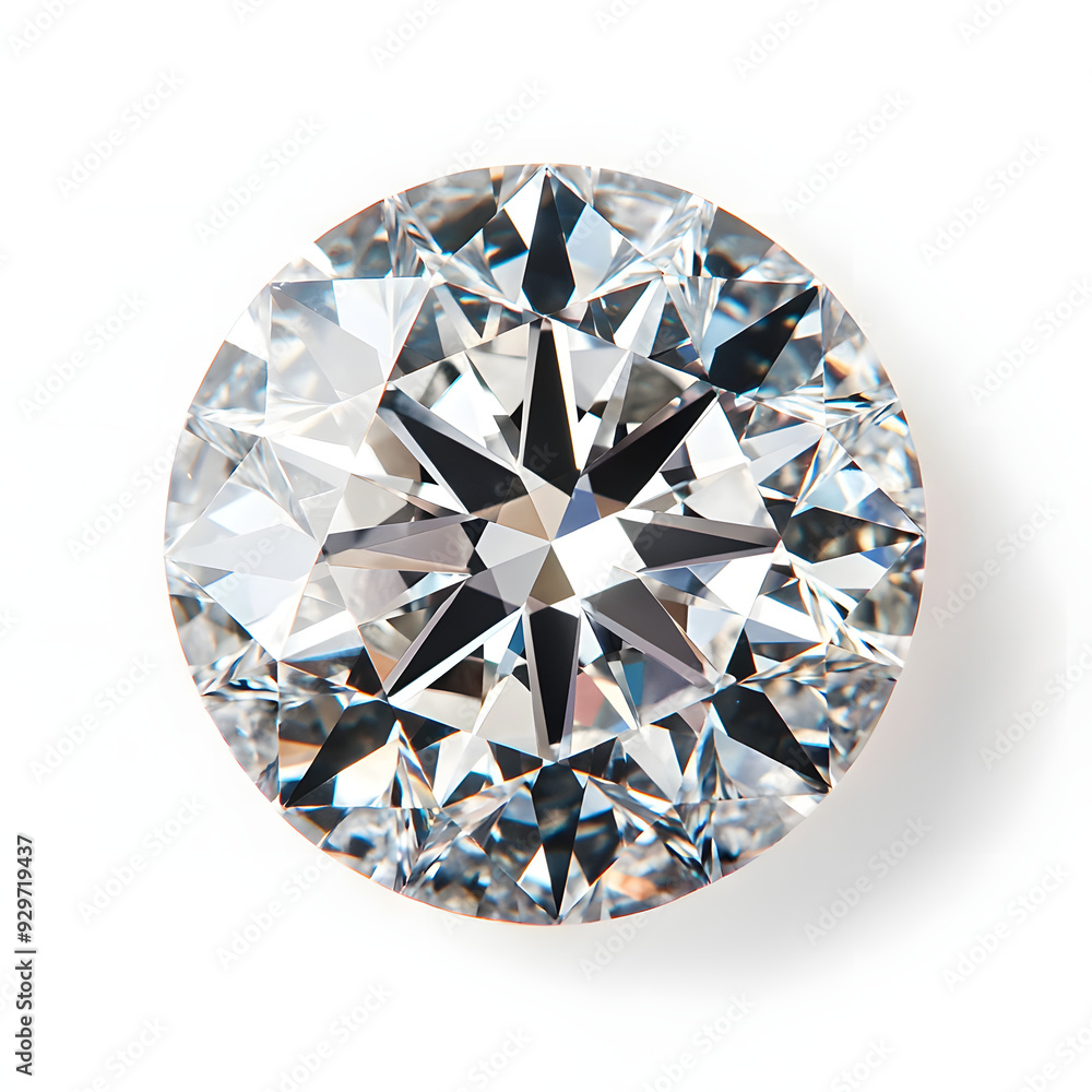 Shiny diamond gem top view isolated on white background
Shiny diamond gem top view isolated on white background