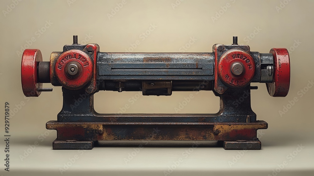 Fototapeta premium Vintage Industrial Machine with Red Accents