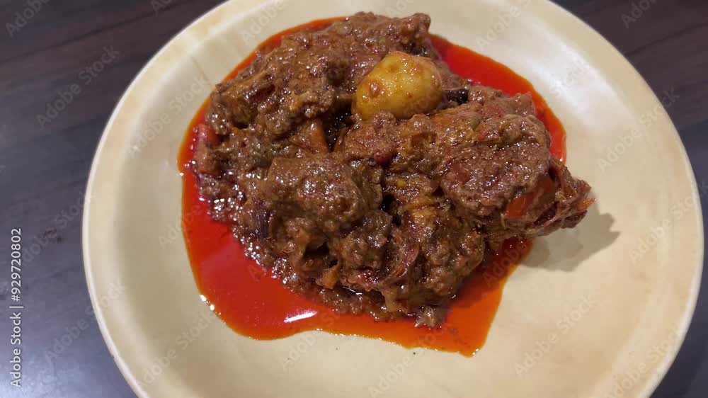 Close up shot of spicy and oily mutton curry in Indian restaurant. Close up shot of spicy and oily mutton curry in Indian restaurant.