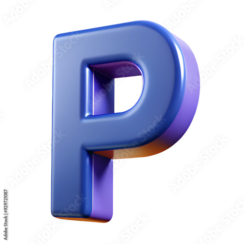 3d letter P isolated on white background. Generative AI