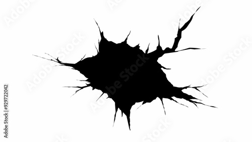 Crack Illustration. Vector black and white damage hole