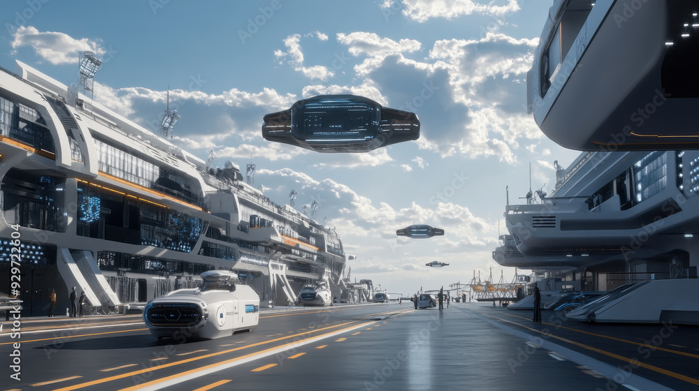 A futuristic port with automated logistics and cargo management A futuristic port with automated logistics and cargo management