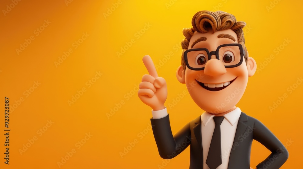 3D cartoon businessman giving a cheeky gesture set against a bright background 3D cartoon businessman giving a cheeky gesture set against a bright background