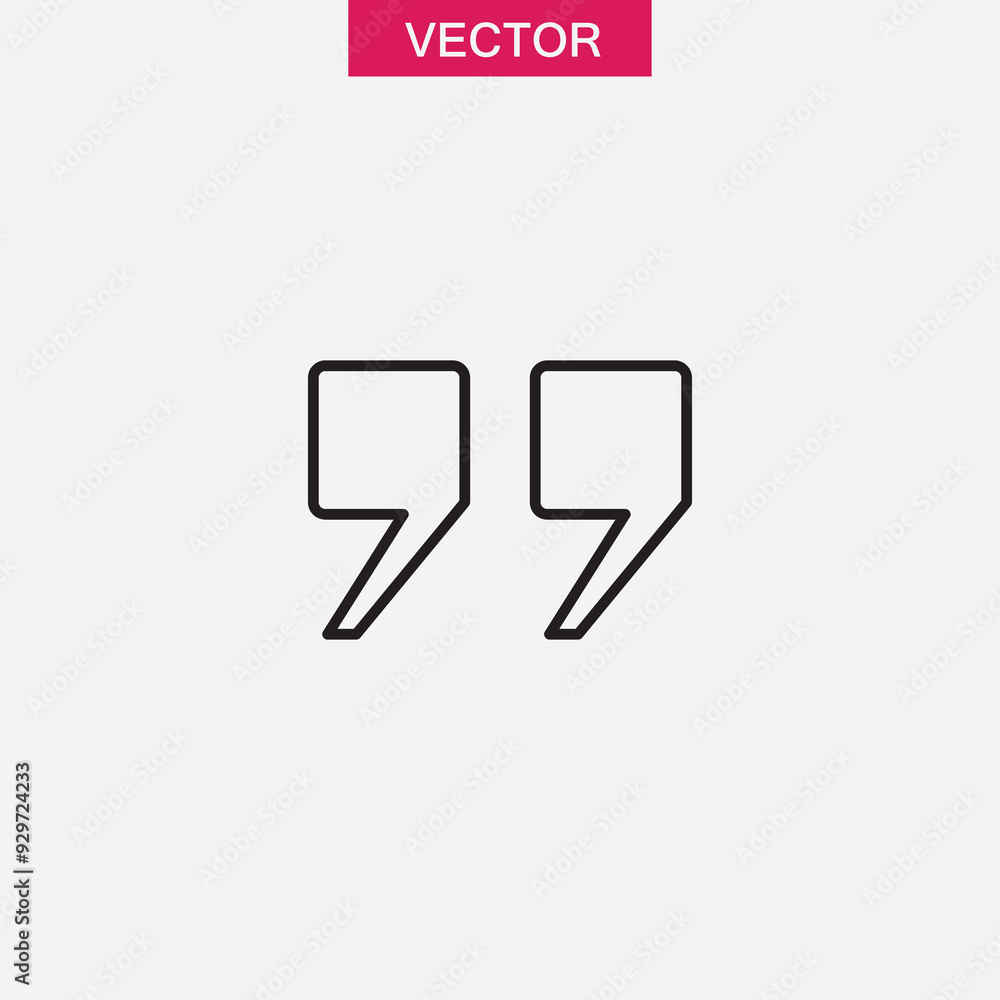 Quotation mark icon, Quote icon vector linear illustration for web and app on white background..eps Quotation mark icon, Quote icon vector linear illustration for web and app on white background..eps