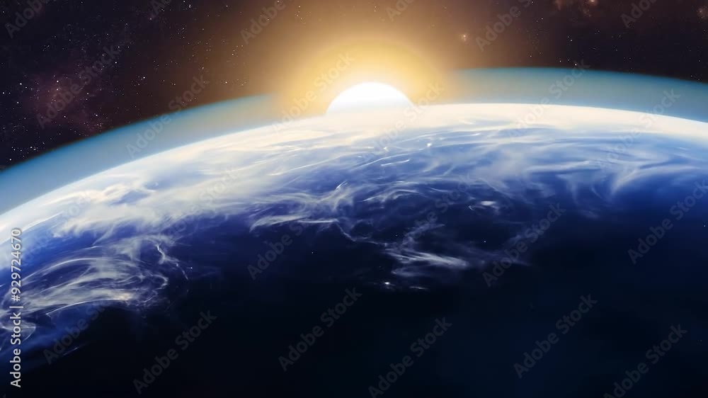 Gorgeous sunrise over earth's horizon from space Gorgeous sunrise over earth's horizon from space