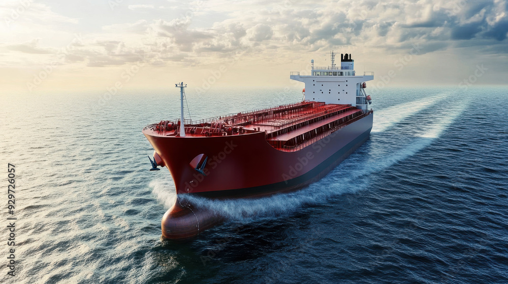 Fototapeta premium A modern cargo ship with energy-efficient propulsion systems