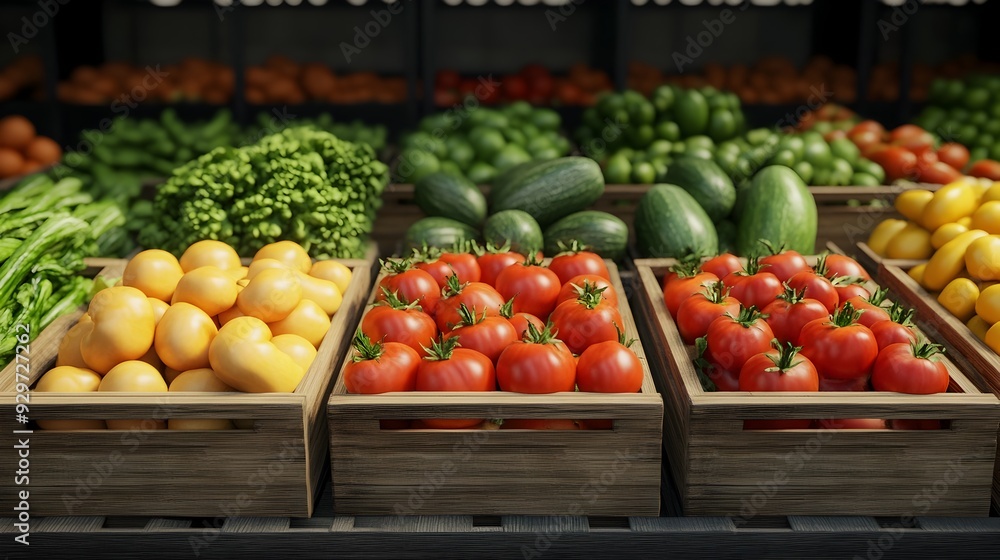 Organic Vegetable Market Stalls with Fresh Produce 3D Organic Vegetable Market Stalls with Fresh Produce 3D