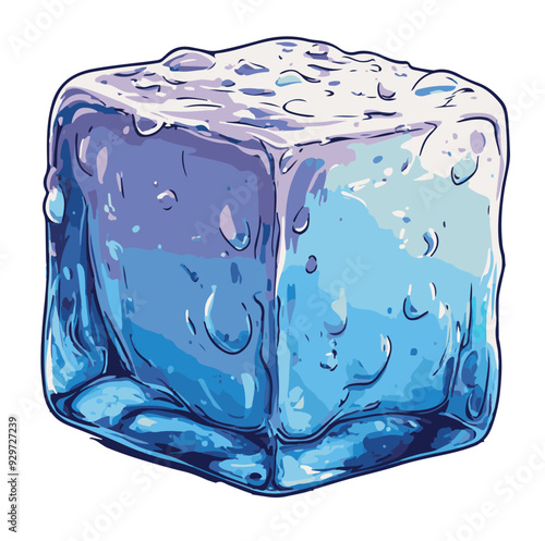 ice cube cartoon illustration isolated on white, generative ai