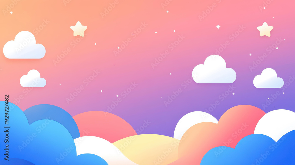 A stunning pastel sky filled with blue, pink hues and whimsical clouds, perfect for creating a magical atmosphere. A stunning pastel sky filled with blue, pink hues and whimsical clouds, perfect for creating a magical atmosphere.