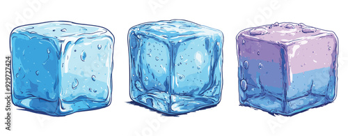 ice cube cartoon illustration isolated on white, generative ai