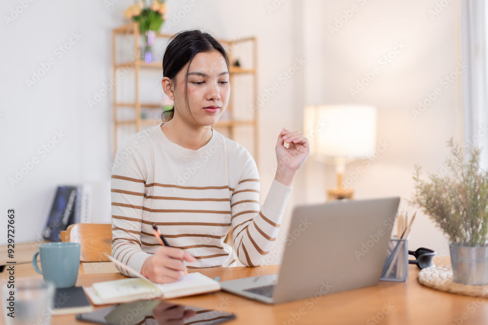 Beautiful young freelancer asian woman working indoors, Entrepreneur and freelancer people concept. Beautiful young freelancer asian woman working indoors, Entrepreneur and freelancer people concept.