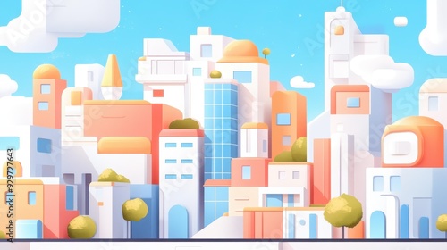 A vibrant city where handdrawn art meets sleek 3D architecture, creating a unique blend of styles and textures.