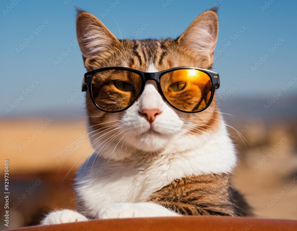 cat logo in sunglasses. Ai generated image. cat logo in sunglasses. Ai generated image.