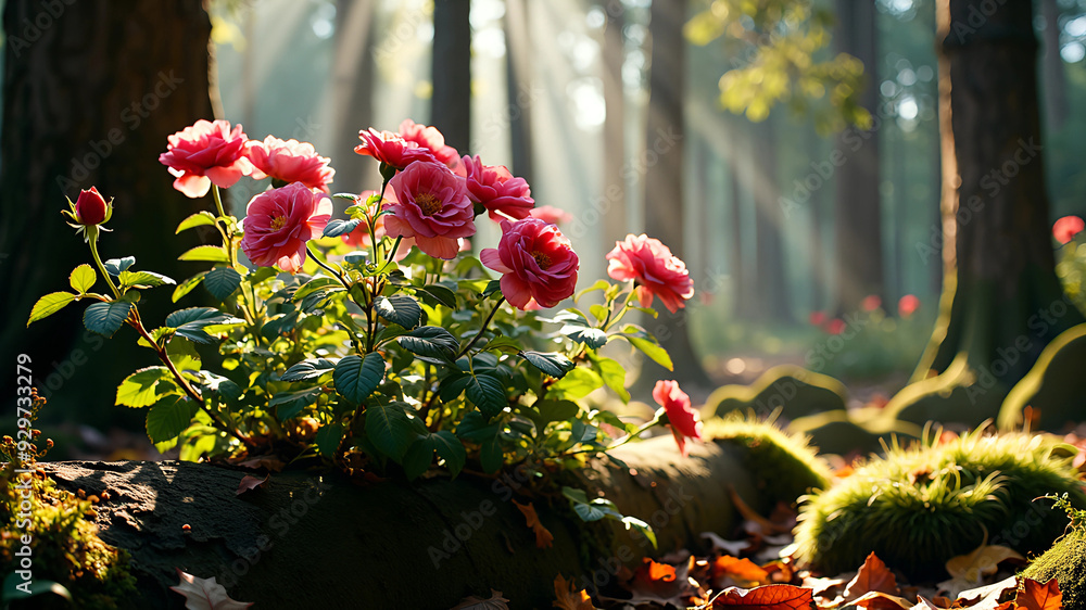 Naklejka premium Roses in Wonderland: Enchanting Desktop Wallpapers from Diverse Worlds