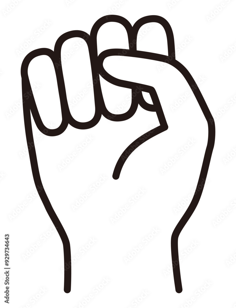 Obraz premium 手のベクターイラスト。ハンドサイン、グー、こぶし、アイコン、線